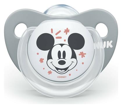 Nuk Ορθοδοντική Πιπίλα Σιλικόνης Mickey Mickey Mouse Γκρι - Λευκή με Θήκη για 6-18 μηνών