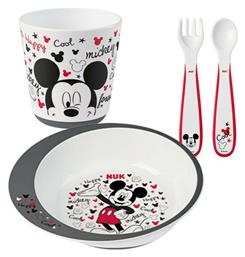 Nuk Σετ Φαγητού Mickey από Μελαμίνη Γκρι 4τμχ για 6+ μηνών