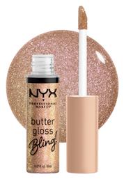 Nyx Professional Makeup Butter Gloss Bling Απαλό & Μεταξένιο Lip Gloss Λαμπερά Χείλη 8ml 01 Bring Bling