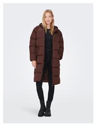 Only Μακρύ Γυναικείο Puffer Μπουφάν για Χειμώνα Chestnut