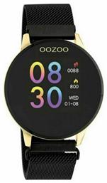 Oozoo Q00122 Stainless Steel 43mm Smartwatch με Παλμογράφο (Metal Mesh Strap Black With Gold) από το Kosmima24