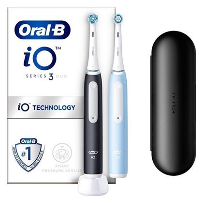 Oral-B iO 3 Duo Ηλεκτρική Οδοντόβουρτσα με Αισθητήρα Πίεσης και Θήκη Ταξιδίου