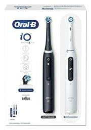 Oral-B IO Series 5 Duo Pack Ηλεκτρική Οδοντόβουρτσα με Αισθητήρα Πίεσης και Θήκη Ταξιδίου Black & White