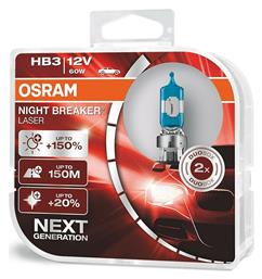 Osram Λάμπες Αυτοκινήτου Night Breaker Laser +150% HB3-9005 Αλογόνου 12V 60W 2τμχ