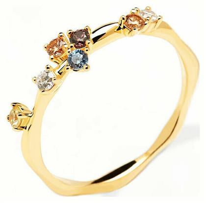 P D Paola Five Γυναικείο Δαχτυλίδι Βεράκι από Ασήμι Επιχρυσωμένο