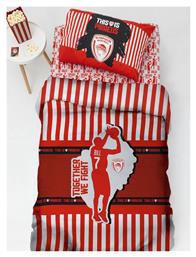 Palamaiki Σετ Σεντόνια Μονά Βαμβακερά Olympiacos Bc8 Λευκό 170x260cm 3τμχ