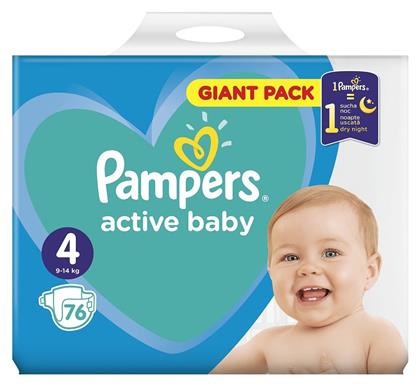 Pampers Active Baby Πάνες με Αυτοκόλλητο No. 4 για 9-14kg 76τμχ