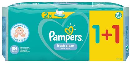 Pampers Fresh Clean Μωρομάντηλα χωρίς Οινόπνευμα 2x52τμχ