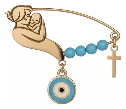 Παιδική Παραμάνα από Επιχρυσωμένο Ασήμι με Σταυρό για Αγόρι