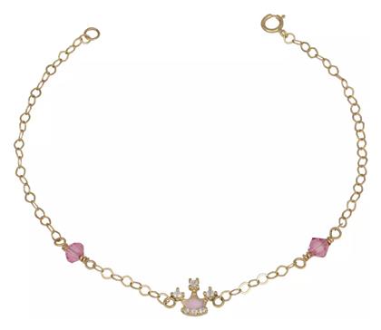 Παιδικό Βραχιόλι από Χρυσό 9K με Κορώνα, Πέτρες & Κοριτσάκι