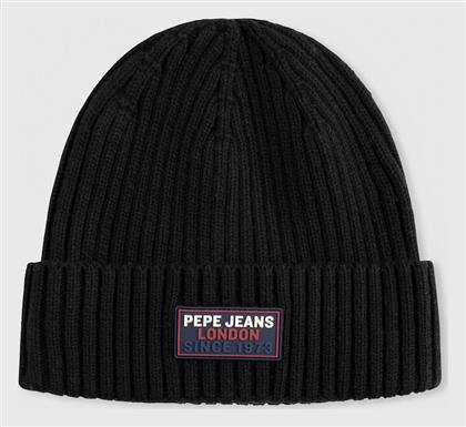 Pepe Jeans Beanie Ανδρικός Σκούφος με Rib Πλέξη σε Μαύρο χρώμα