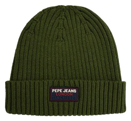 Pepe Jeans Beanie Ανδρικός Σκούφος με Rib Πλέξη σε Πράσινο χρώμα από το Plus4u