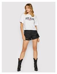 Pepe Jeans Cara Γυναικείο Crop Top Κοντομάνικο Καλοκαιρινό Λευκό