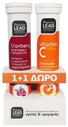 Pharmalead Cranberry Cranberry με Βιταμίνη C & Ψευδάργυρο Φρούτα του Δάσους & Βιταμίνη C 1000mg Πορτοκάλι