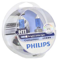 Philips Λάμπες Αυτοκινήτου Crystal Vision H11 Αλογόνου 4300K Φυσικό Λευκό 12V 55W 2τμχ