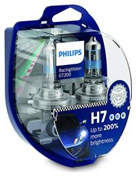 Philips Λάμπες Αυτοκινήτου Racing Vision GT200 H7 Αλογόνου 3600K Θερμό Λευκό 12V 55W 2τμχ