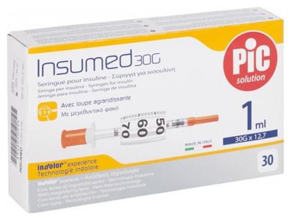 PiC Solution Insumed Σύριγγες Ινσουλίνης 30G x 12.7mm 1ml 30τμχ