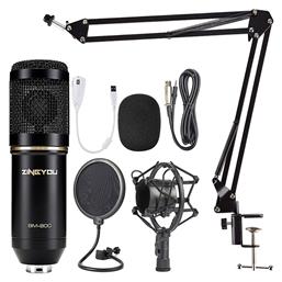 Πυκνωτικό Μικρόφωνο XLR BM-800 Mic Kit Τοποθέτηση Shock Mounted/Clip On Φωνής με Βραχίονα