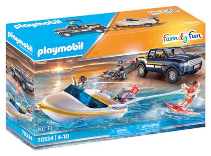 Playmobil Family Fun Φορτηγάκι με Τρέιλερ και Ταχύπλοο για 4-10 ετών