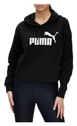 Puma ESSENTIALS Cropped Γυναικείο Φούτερ με Κουκούλα Μαύρο
