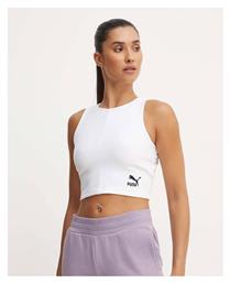 Puma Γυναικείο Αθλητικό Crop Top Αμάνικο White