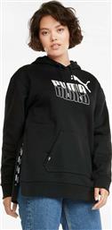 Puma Power Elongated Γυναικείο Φούτερ με Κουκούλα Μαύρο