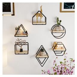 Ράφια Τοίχου 6τμχ 25x25xεκ. Μαύρο