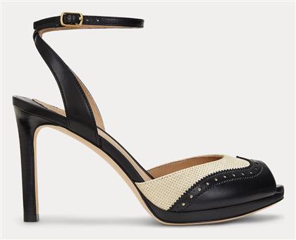 Ralph Lauren Δερμάτινες Peep Toe Γόβες με Λουράκι