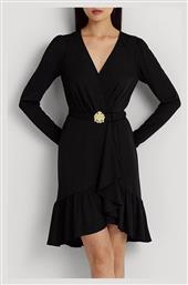 Ralph Lauren Dress Mini Φόρεμα Κρουαζέ με Βολάν Μαύρο