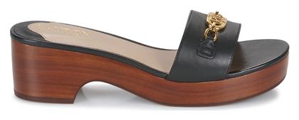 Ralph Lauren Roxanne Mules με Χοντρό Χαμηλό Τακούνι σε Μαύρο Χρώμα