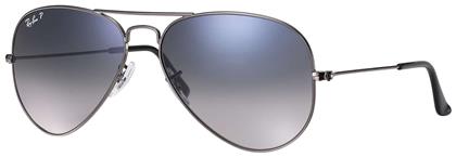 Ray Ban Aviator Γυαλιά Ηλίου με Ασημί Μεταλλικό Σκελετό και Μπλε Ντεγκραντέ Polarized Φακό RB3025 004/78