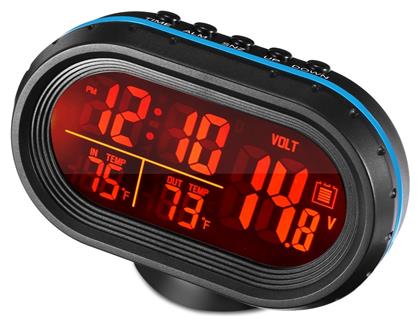 Rchang Ψηφιακό Ρολόι / Βολτόμετρο / Θερμόμετρο Αυτοκινήτου Κόκκινο