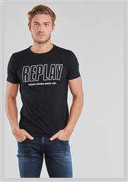 Replay Ανδρικό T-shirt Μαύρο Με Λογότυπο