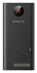 Romoss PEA40PF Power Bank 40000mAh 22.5W με 2 Θύρες USB-A και Θύρα USB-C Power Delivery Μαύρο από το Elektrostore24