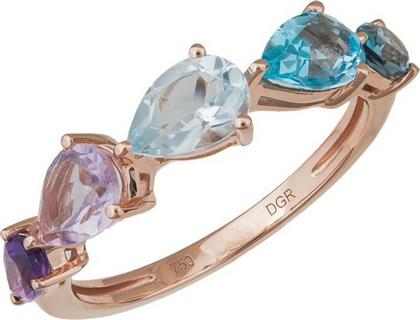 Ροζ gold δαχτυλίδι με Topaz και Αμέθυστο Κ18 037795 037795 Χρυσός 18 Καράτια