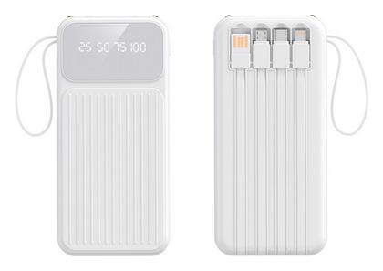 S101 Power Bank 8000mAh 20W με 2 Θύρες USB-A και Θύρα USB-C Λευκό