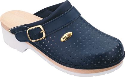 Scholl Clog Super Comfort Blue Αντιολισθητικό Δερμάτινο Unisex Σαμπό Μπλε