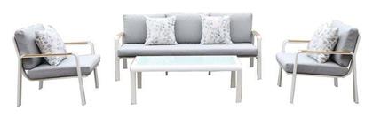 Σετ Σαλονιού με Μαξιλάρια 4τμχ Άσπρο, Ανοιχτό Γκρι Ε6872,2