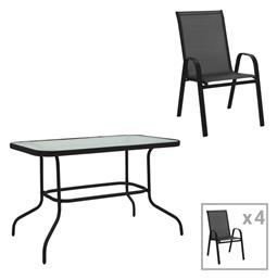 Σετ Τραπεζαρίας 5τμχ Μαύρο-γυαλί 130-000150