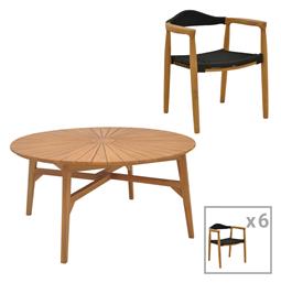 Σετ Τραπεζαρίας 7τμχ Φυσική-μαυρη 340-000039