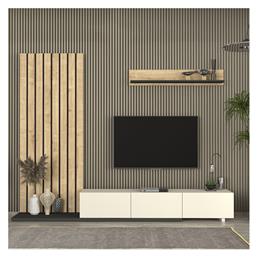 Σύνθετο Σαλονιού Nagini Ivory - Sapphire Oak - Ανθρακί Μ260xΒ39.4xΥ203.6εκ.