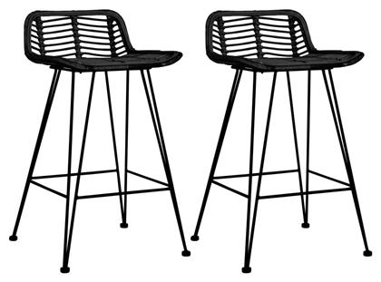 Σκαμπό Μπαρ Εξωτερικού Χώρου Rattan 2τμχ 46x48x79cm