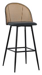 Σκαμπό Μπαρ Kace Rattan Φυσικό / Ανθρακί / Μαύρο 43x55x102εκ.