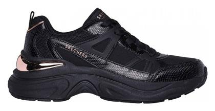 Skechers Lace Up Fashion Γυναικεία Sneakers Μαύρα