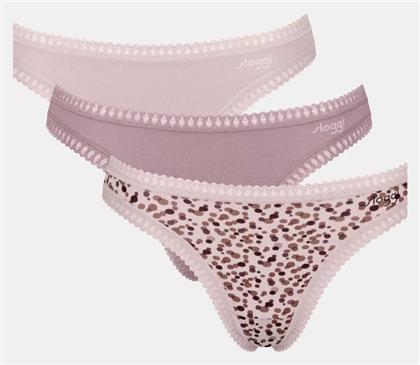 Sloggi Βαμβακερά Γυναικεία String 3Pack Ροζ