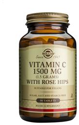 Solgar Vitamin C with Rose Hips Βιταμίνη για Ενέργεια & Ανοσοποιητικό 1500mg 90 ταμπλέτες