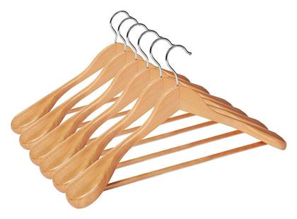 Songmics Κρεμάστρα Ντουλάπας για Παντελόνια Ξύλινη σε Ασημί Χρώμα CRSH06NL 6τμχ