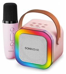 Sonic Gear Ηχείο Karaoke με Ασύρματο Μικρόφωνο και Εφέ Φωτισμού IOX K200 σε Ροζ Χρώμα