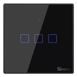 Sonoff ΤΧ-T3EU3C Χωνευτός Διακόπτης Τοίχου Αφής Wi-Fi Φωτισμού Τριπλός με Πλαίσιο Μαύρος