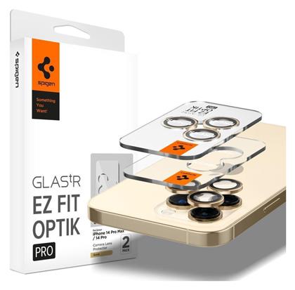 Spigen Ez Fit Optik Pro 2pcs Προστασία Κάμερας Tempered Glass Gold για το iPhone 14 Pro / 14 Pro Max